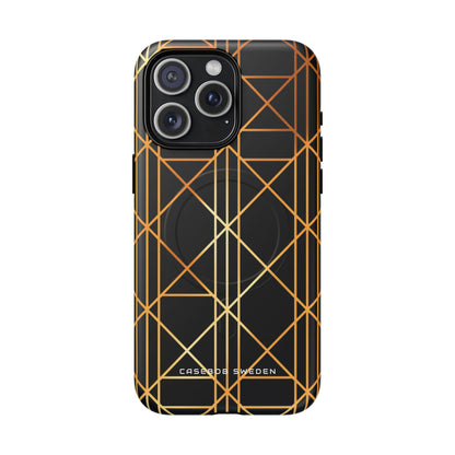 Golden Geometric Elegance iPhone 15 | Tough+ Phone Case