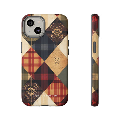 Rustic Geometric Patchwork Harmony iPhone 14 - Tough Phone Case