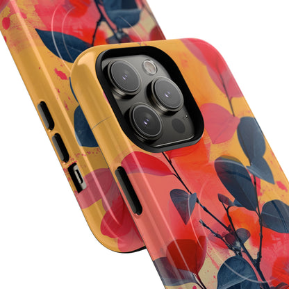 Yellow Botanical Splash - Tough + MagSafe® iPhone 14 Phone Case