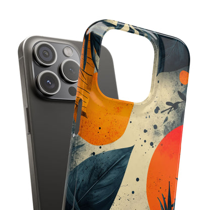 Tropical Blue Leaves - Slim iPhone 15 Phone Case