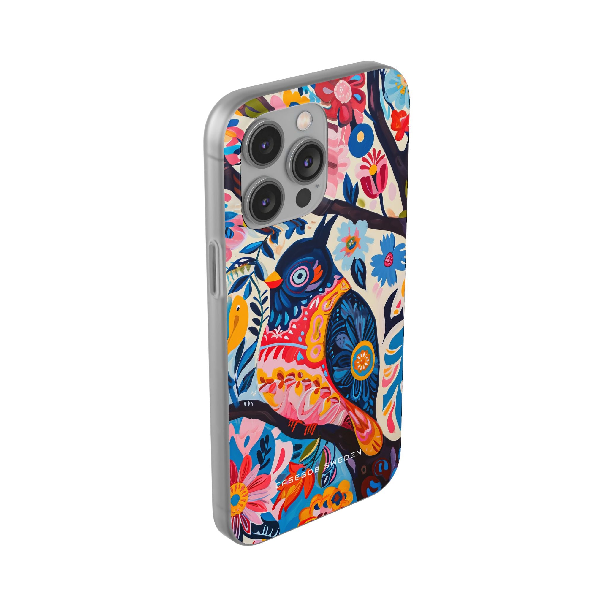 Whimsical Vintage Owl with Floral Charm iPhone 14 - Flexi Phone Case