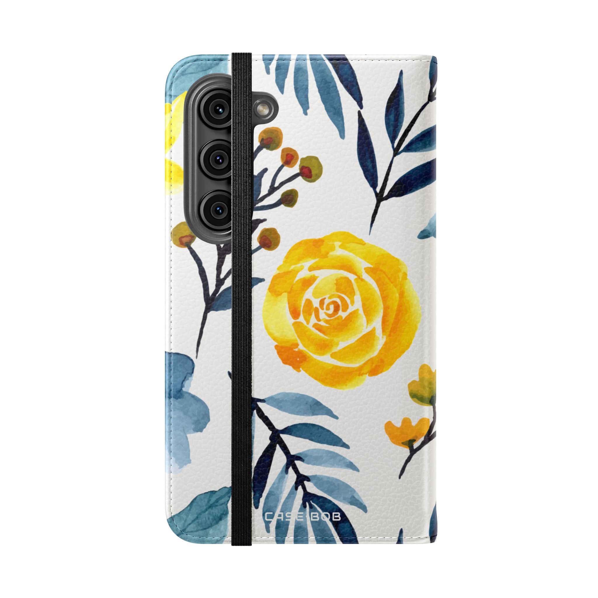 Keltainen sininen kukkaloisto - Samsung S23 -lompakkokotelo