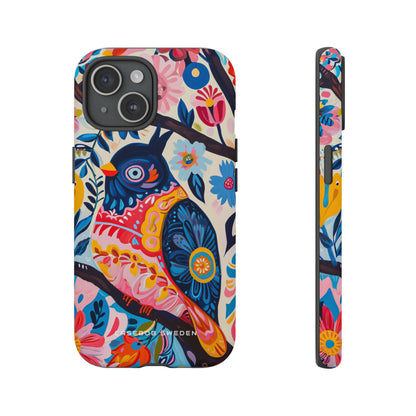 Whimsical Vintage Owl with Floral Charm iPhone 15 - Tough Phone Case