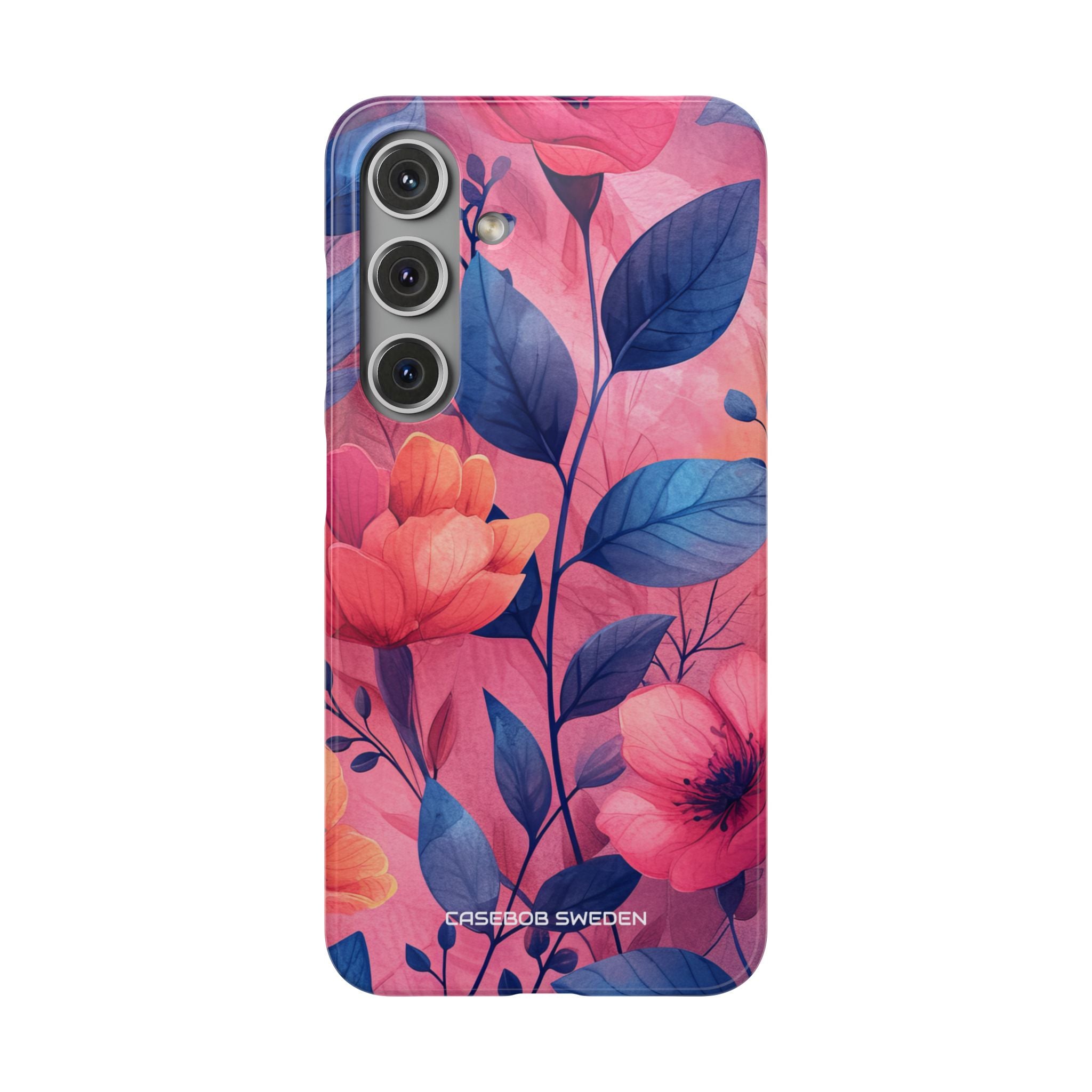 Pink Blue Floral - Slim Samsung S24 Phone Case