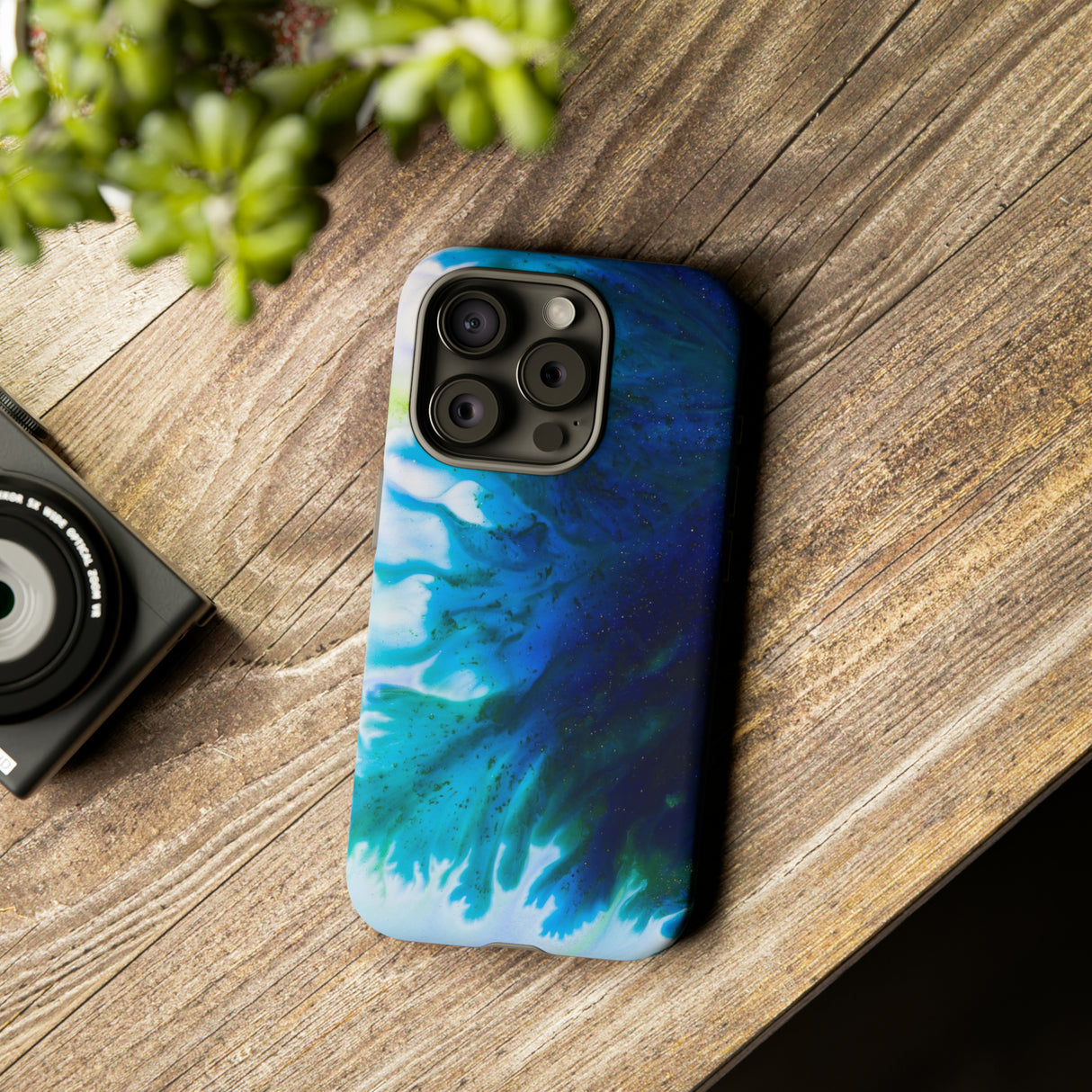 Blue Liquid Ink Art - Protective Phone Case