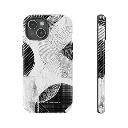 Geometric Monochrome Flow iPhone 15 - Tough Phone Case