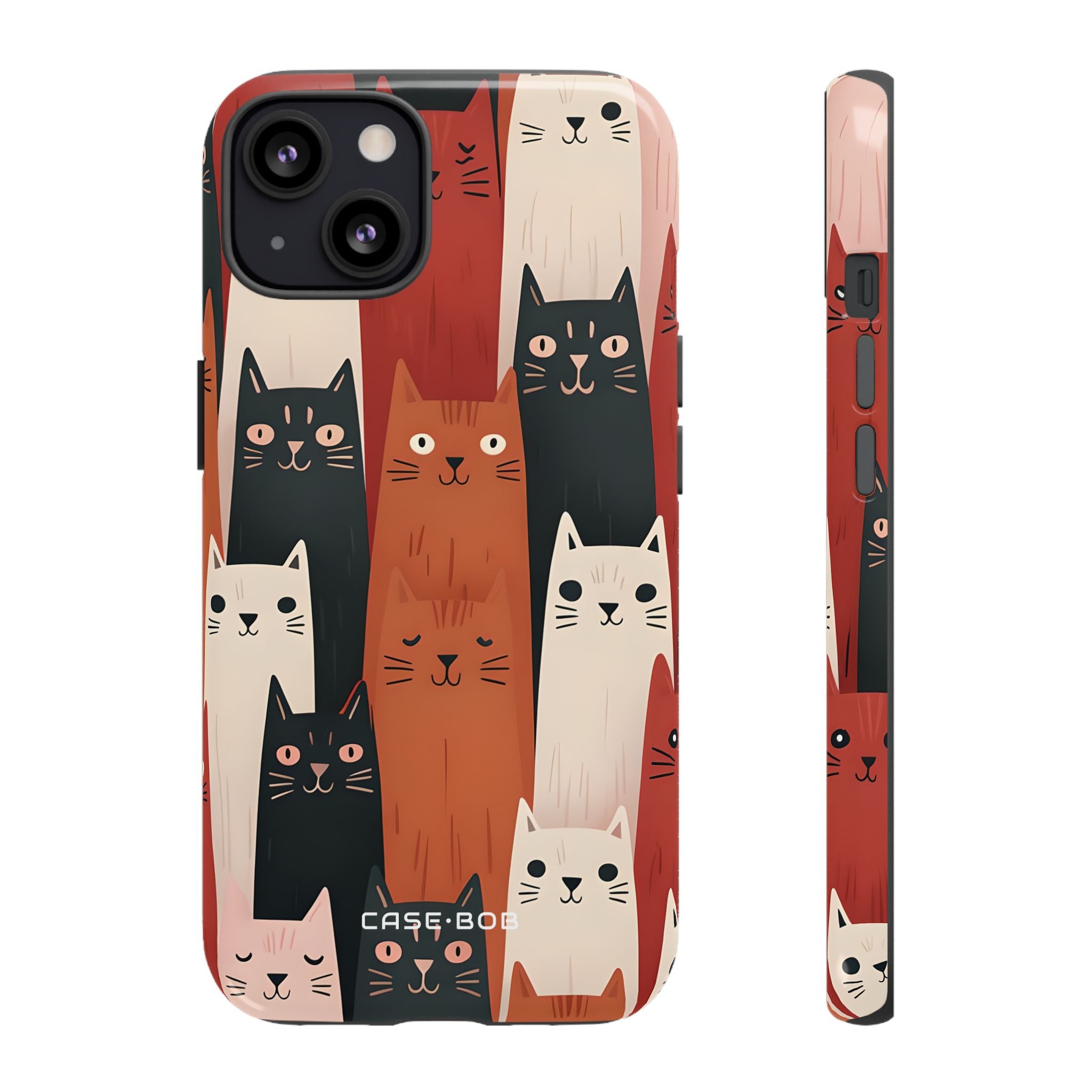 Elongated Cats Black iPhone 13 Case - Tough
