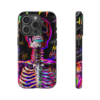 Neon Skeleton Laugh iPhone 15 Pro Case - Tough