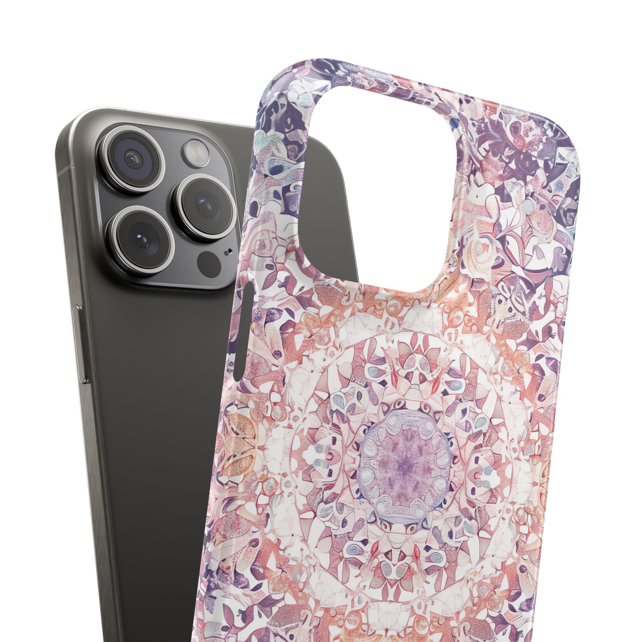 Purple Pink Mandala - Slim iPhone 15 Phone Case