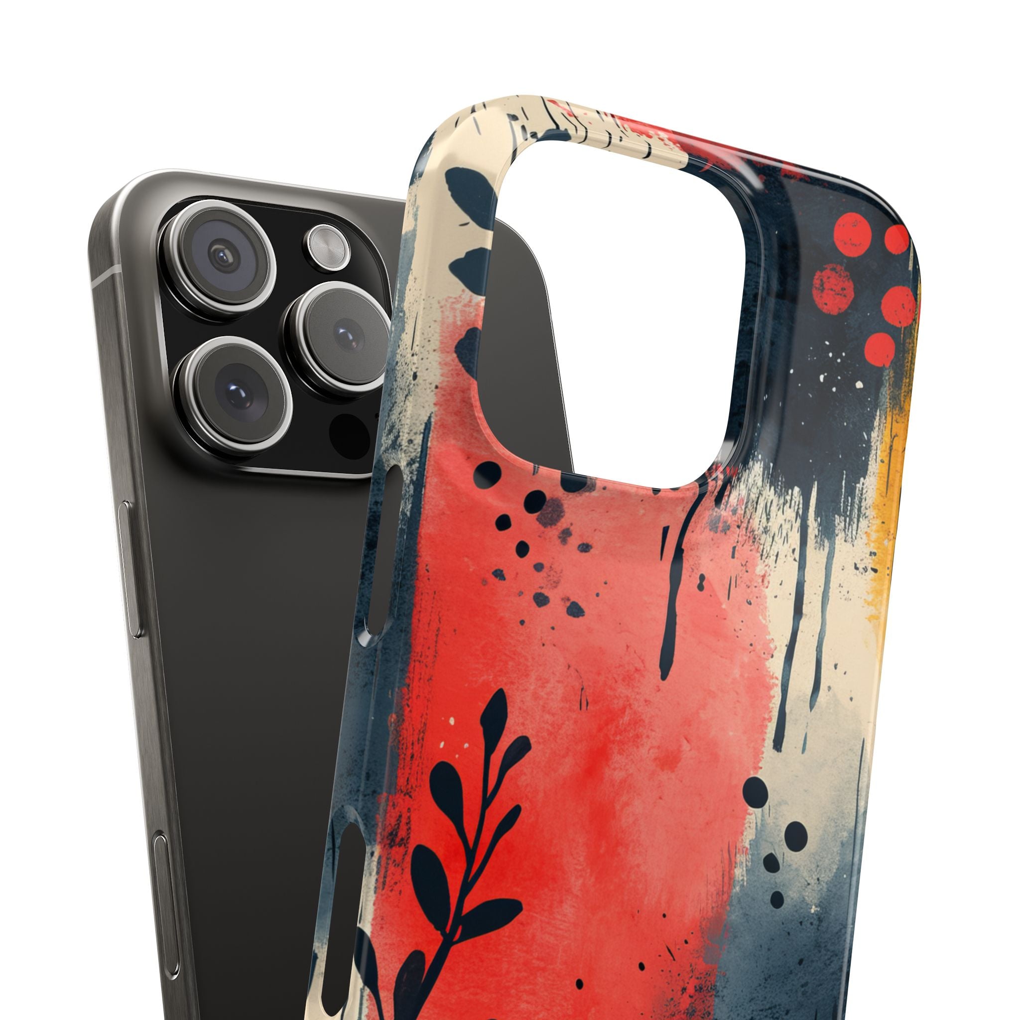 Red Blue Abstract Florals - Slim iPhone 16 Phone Case