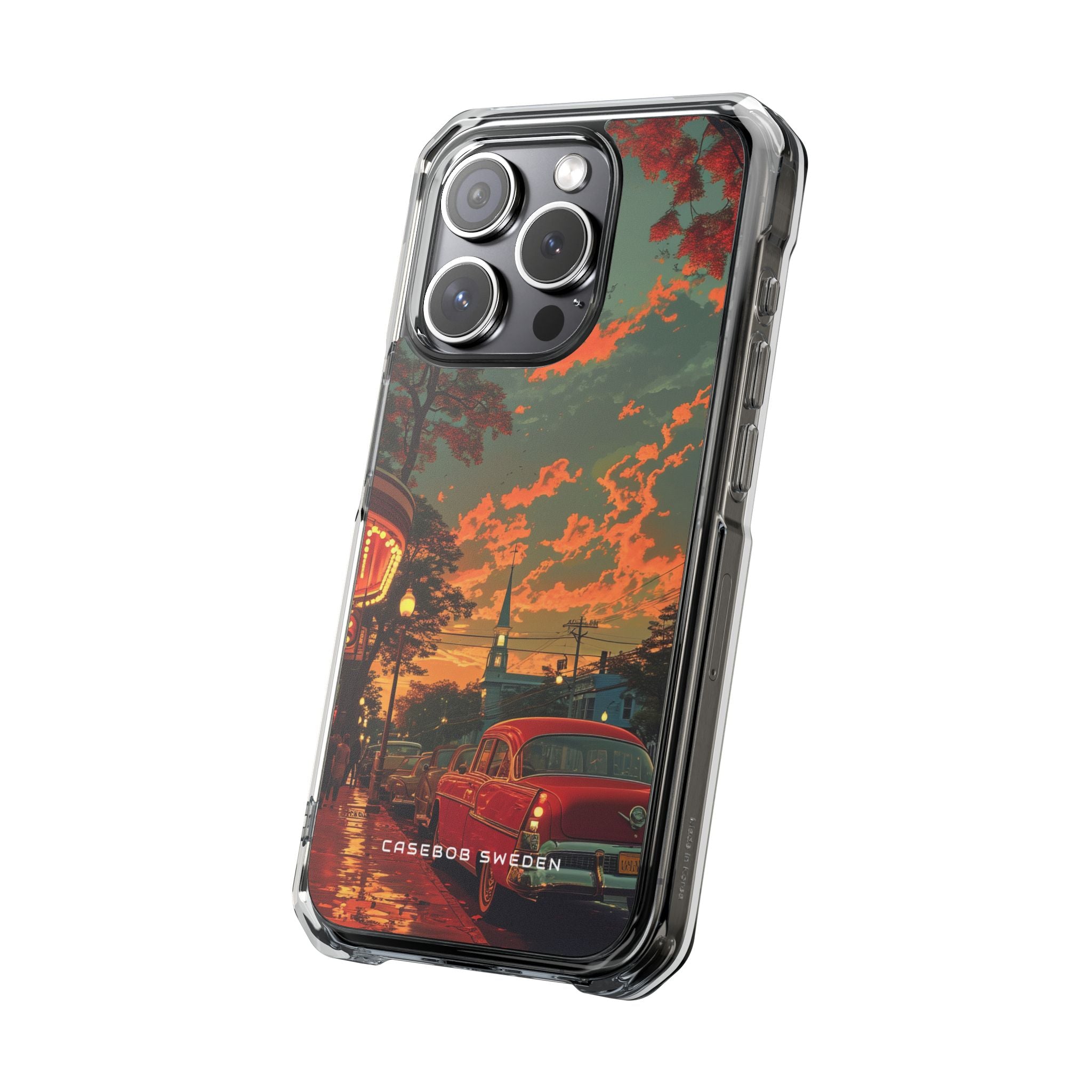 Mid-Century Nostalgia Streetscape iPhone 15 - Clear Impact Phone Case