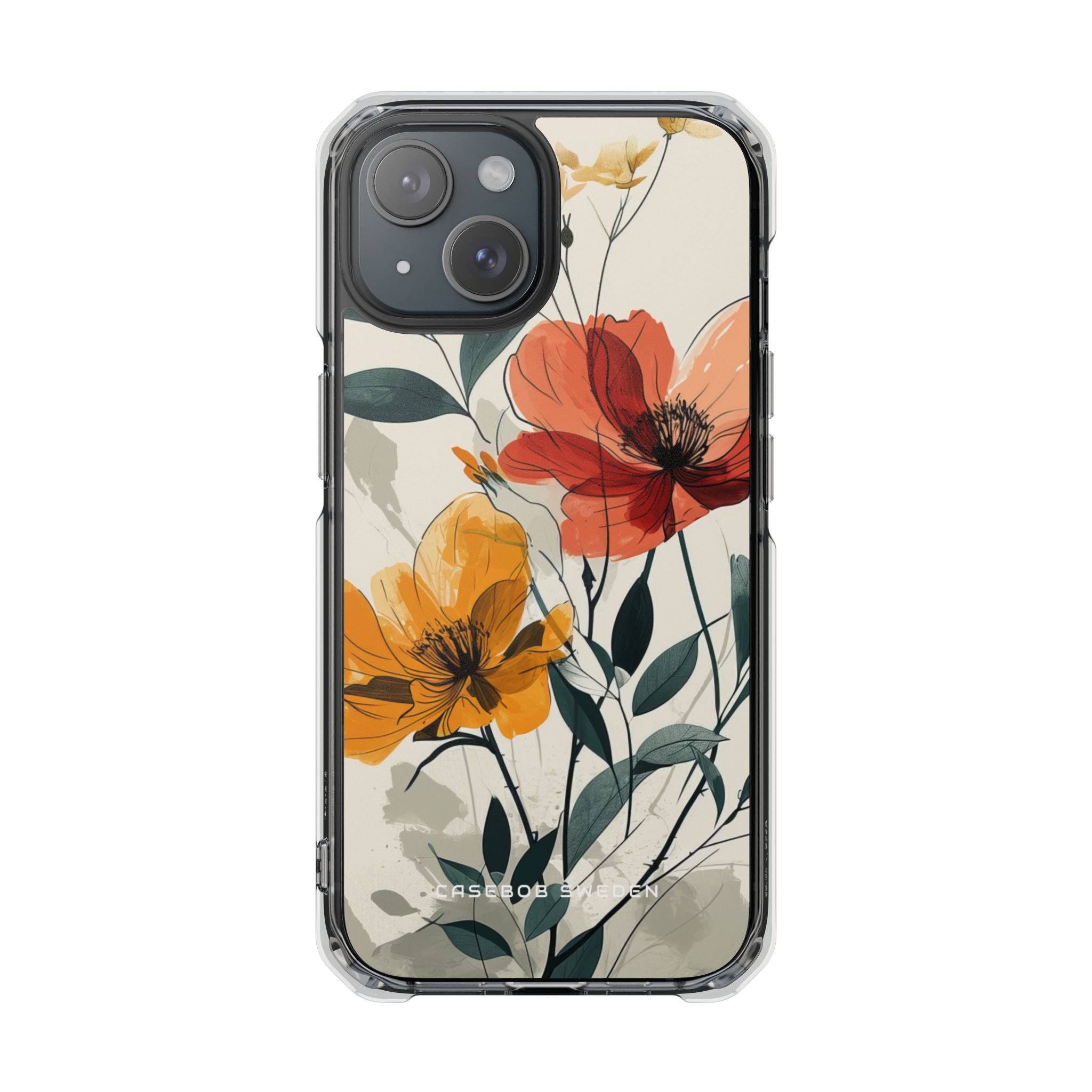 Elegant Floral Harmony iPhone 15 - Transparente, stoßfeste Handyhülle