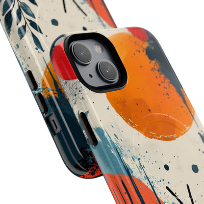 Orange Blue Splash - Tough + MagSafe® iPhone 14 Phone Case