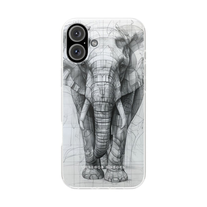 Elephant Line Geometry iPhone 16 - Flexi Phone Case