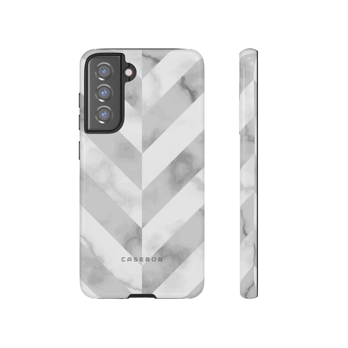 White Herringbone - Protective Phone Case