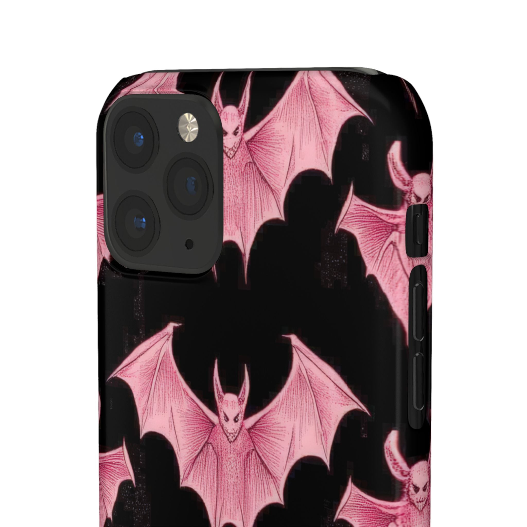 Gothic Pink Bats Aflame iPhone 11 - Slim Phone Case