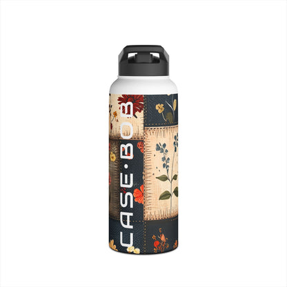 Patchwork Blooms - Stainless Steel Water Bottle