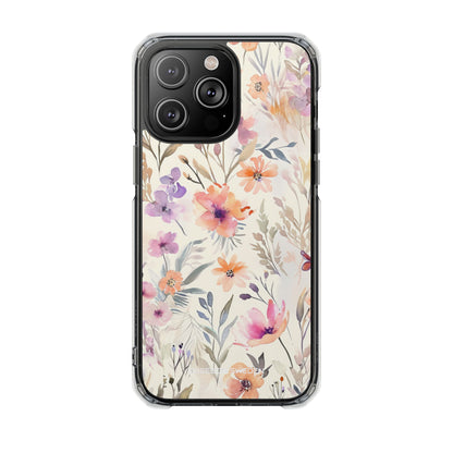 Soft Pink Floral Watercolor Design - Clear Impact iPhone 14 Phone Case