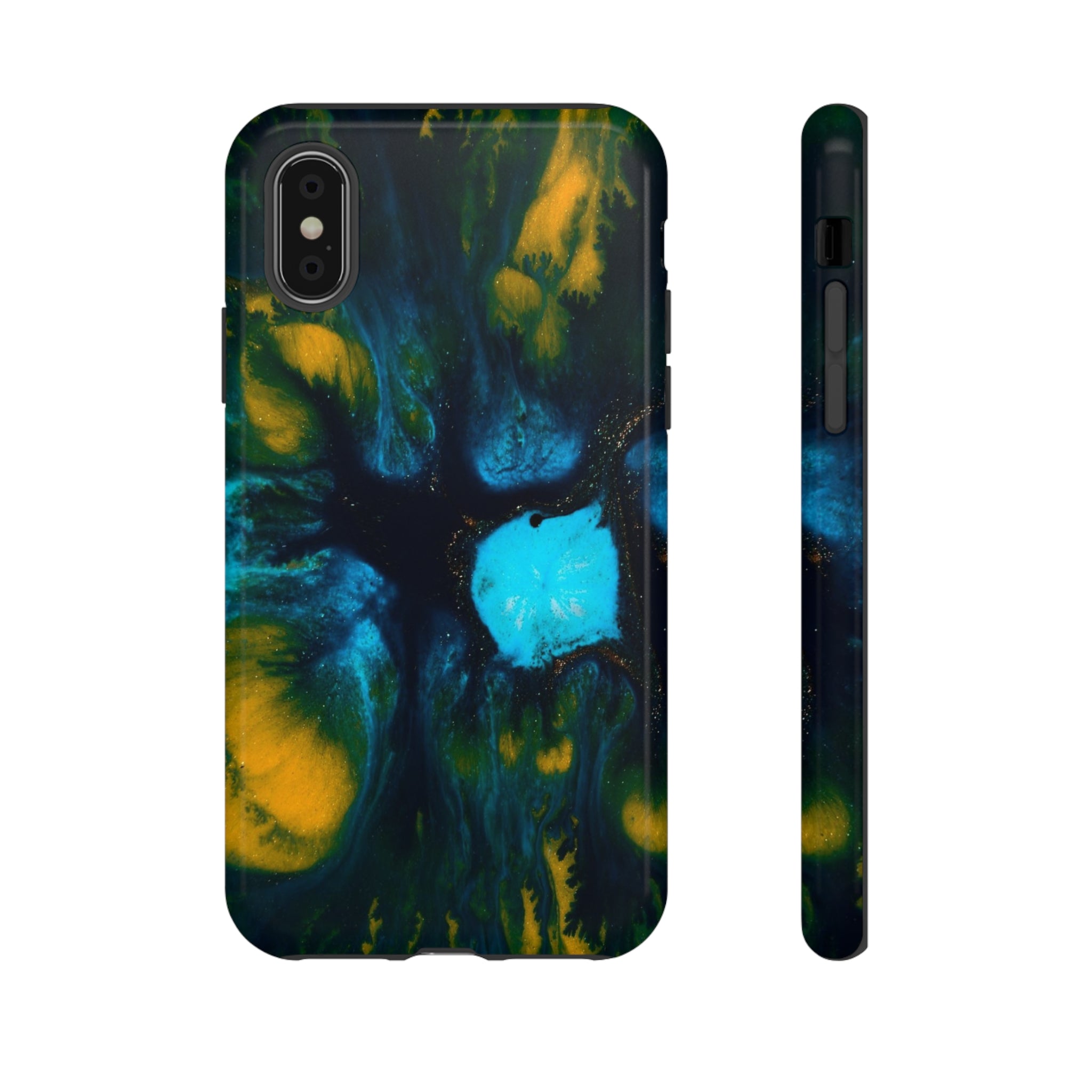 Blue Flower Ink Art iPhone Case (Protective) iPhone X Glossy Phone Case