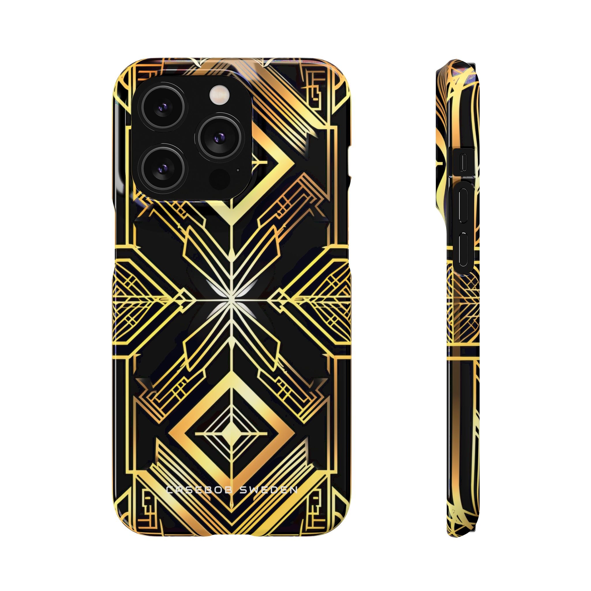 Golden Geometric Opulence iPhone 14 - Slim Phone Case