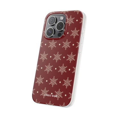 Cream Snowflake Crimson iPhone 15 Pro Case - Soft