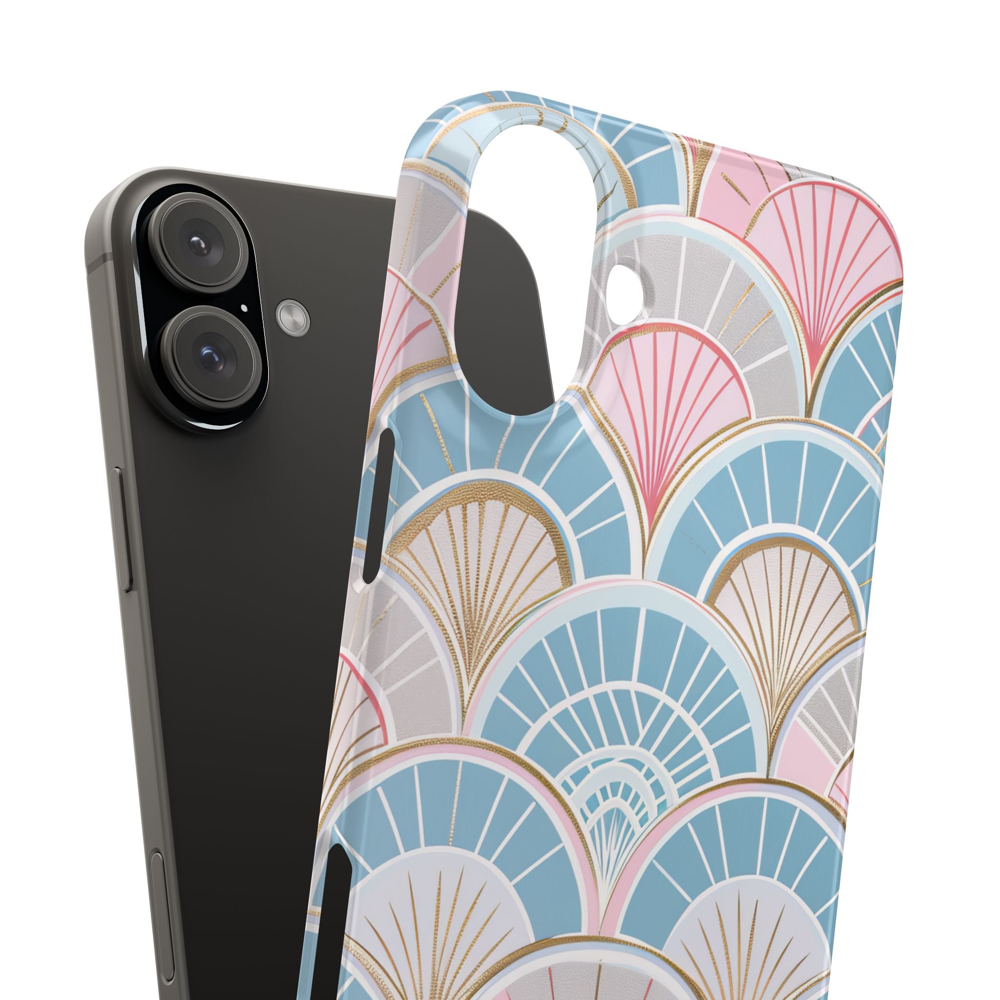 Art Deco Pastel Fan Pattern - Slim iPhone 16 Phone Case