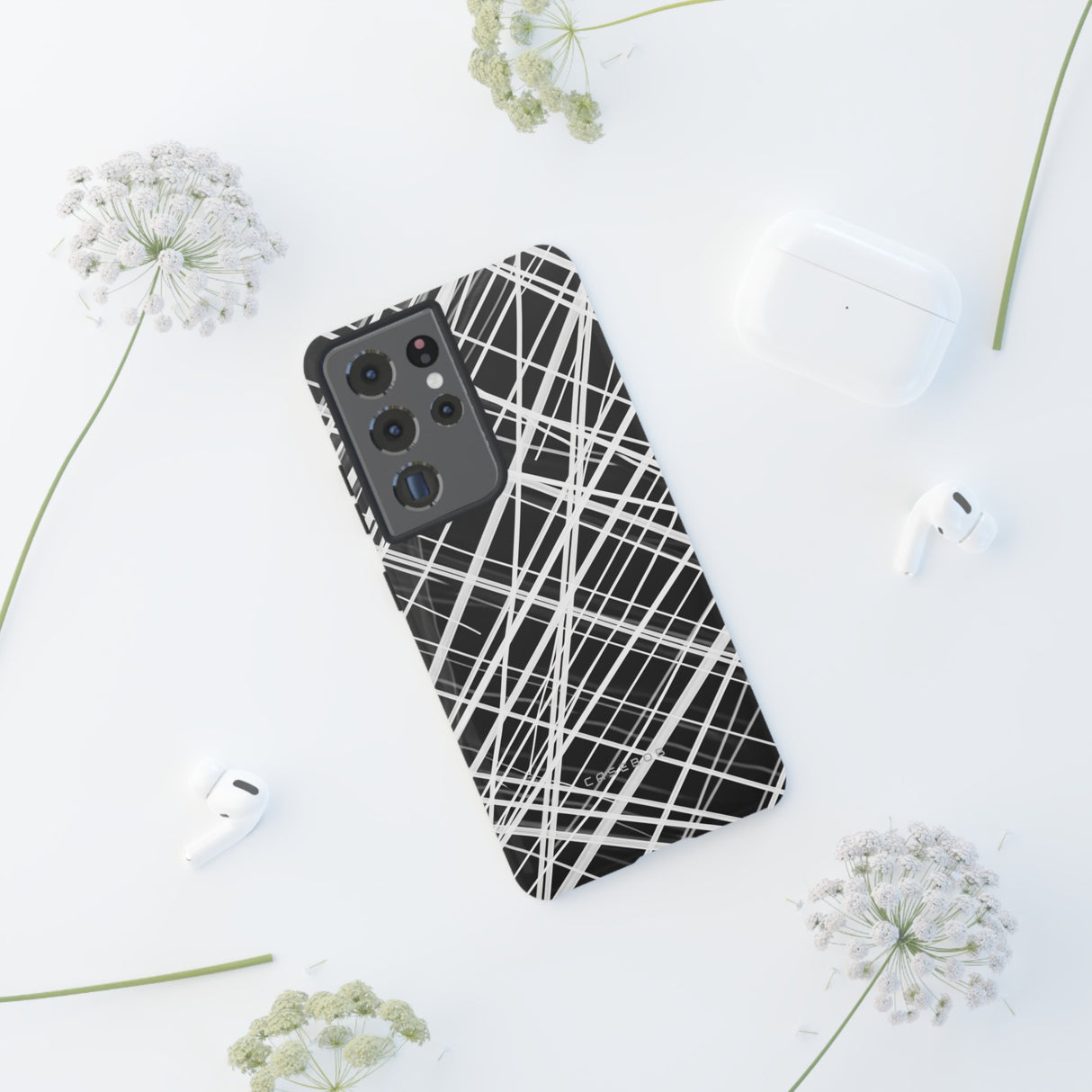 White Line Elegance - Protective Phone Case