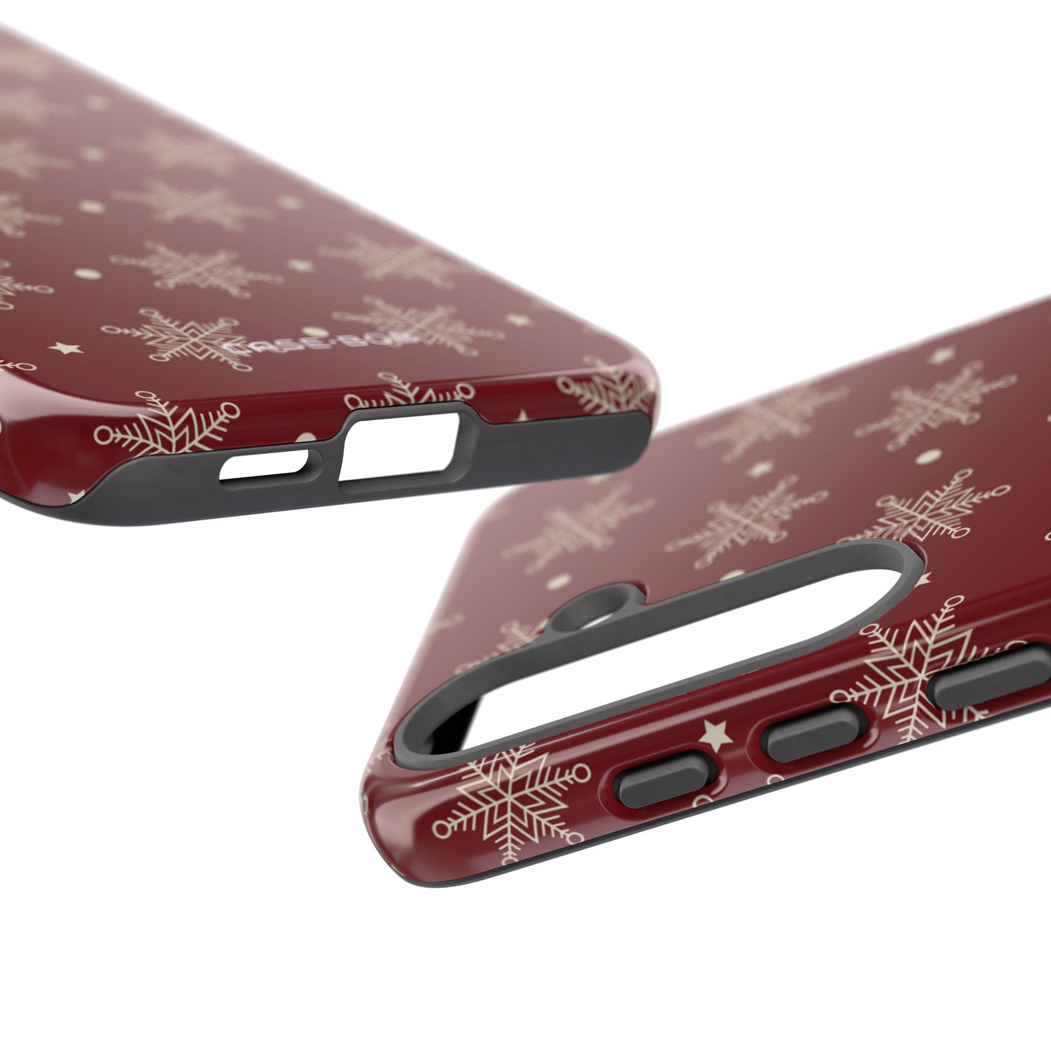 Cream Snowflake Crimson Samsung S25 Plus Case - Tough
