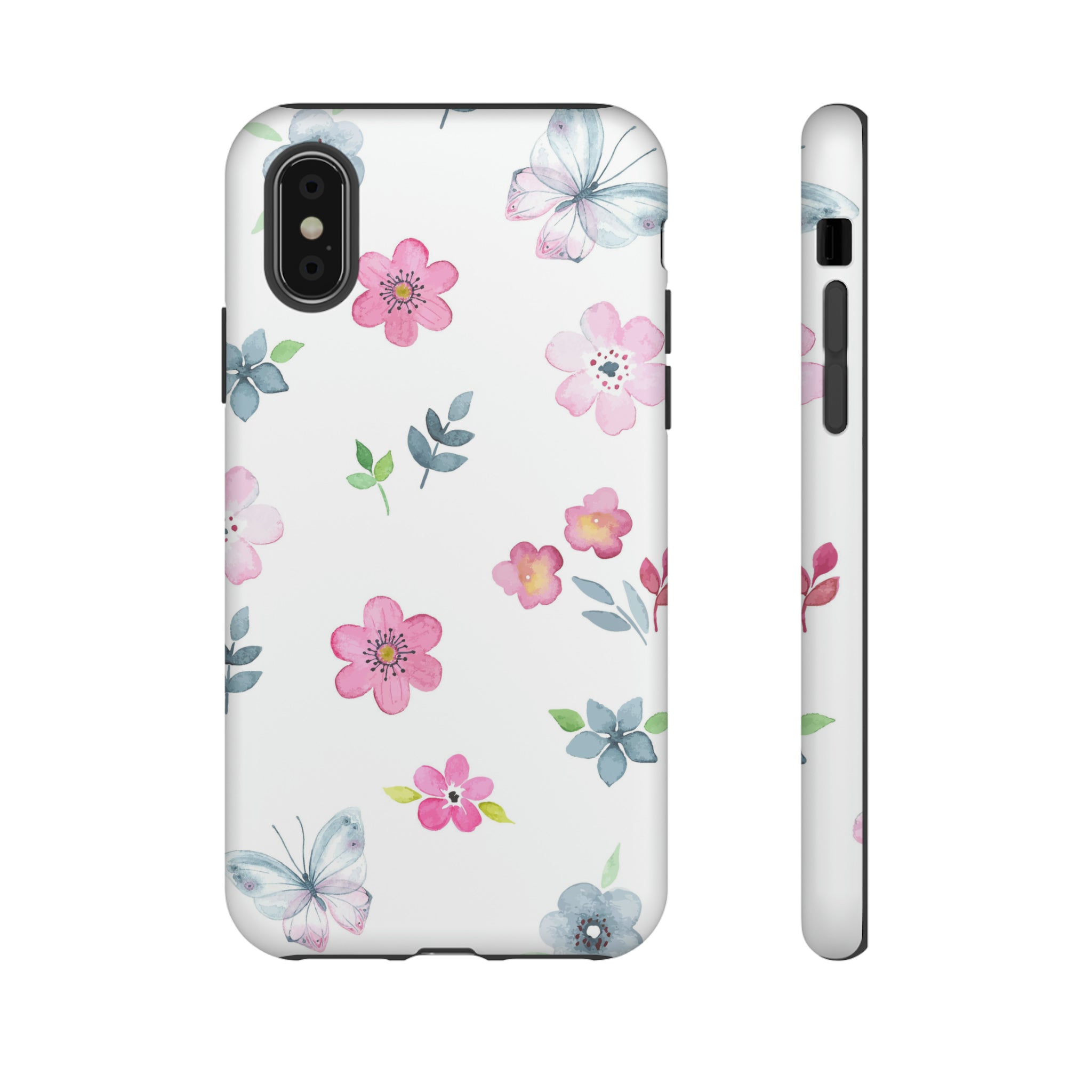 Vintage flowers and butterflies iPhone case - Protective Phone Case