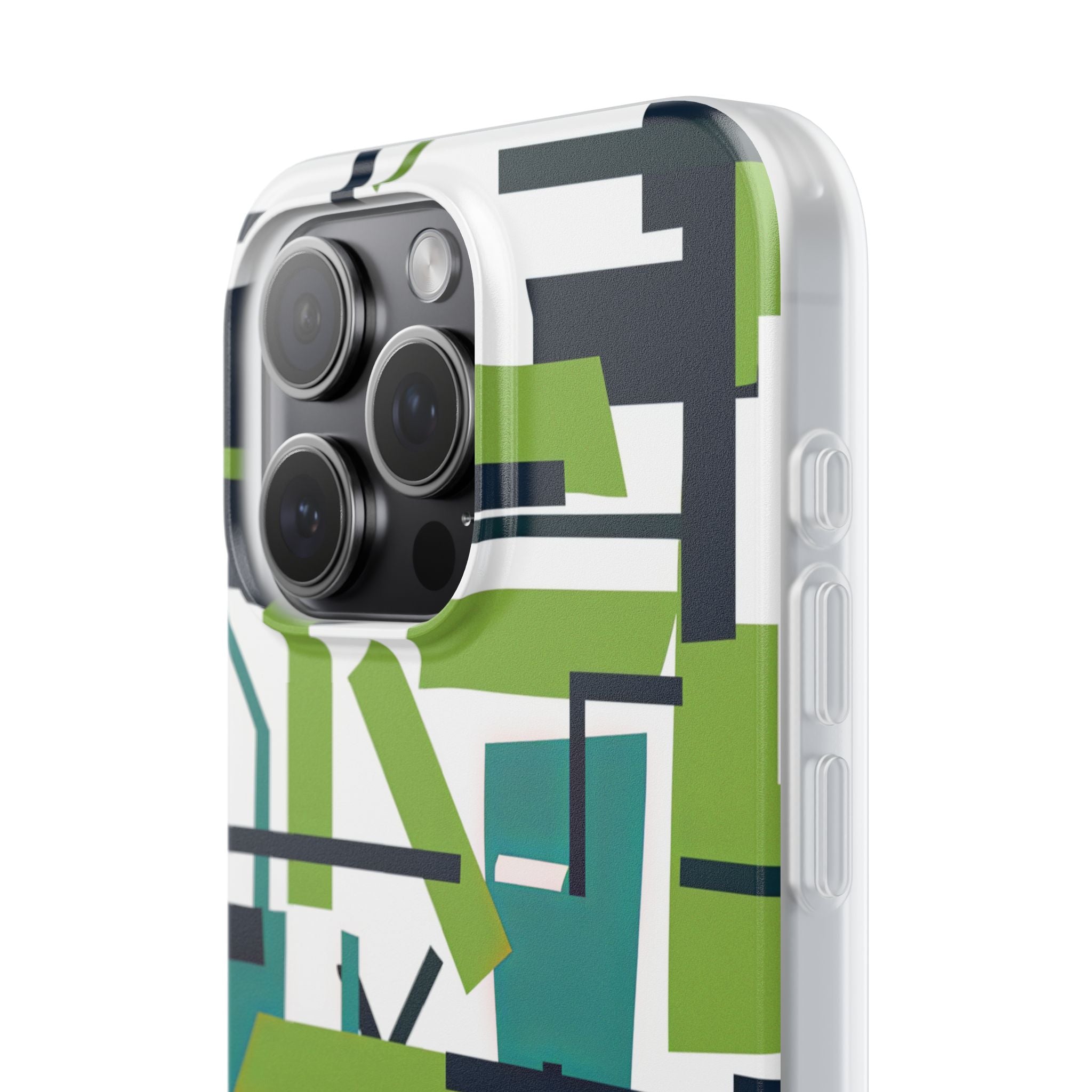 Green Geometry Glide iPhone 15 - Flexi Phone Case