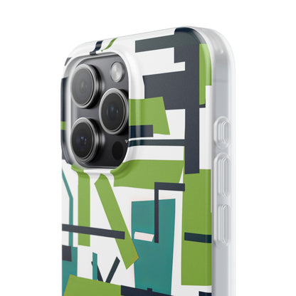 Green Geometry Glide iPhone 15 - Flexi Phone Case