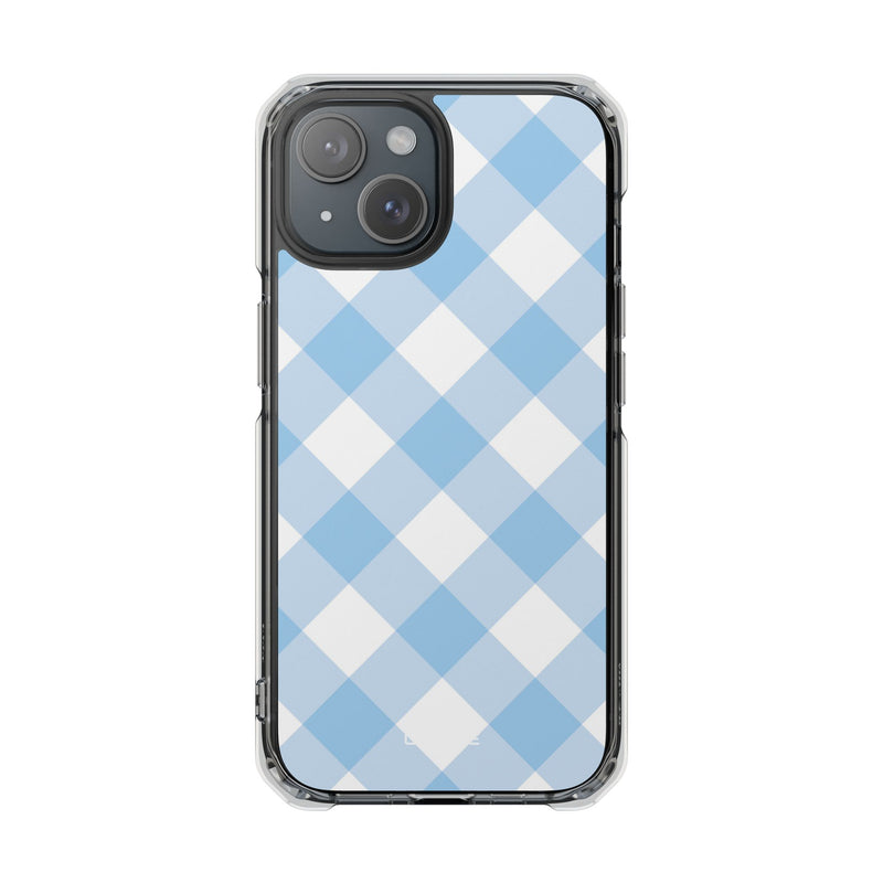 Soft Blue Gingham Elegance iPhone Case - Impact