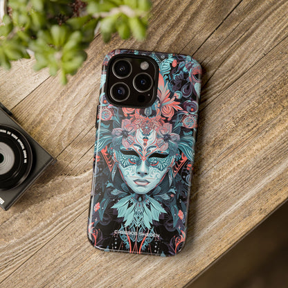 Mystic Teal Coral Mask - Tough iPhone 16 Phone Case