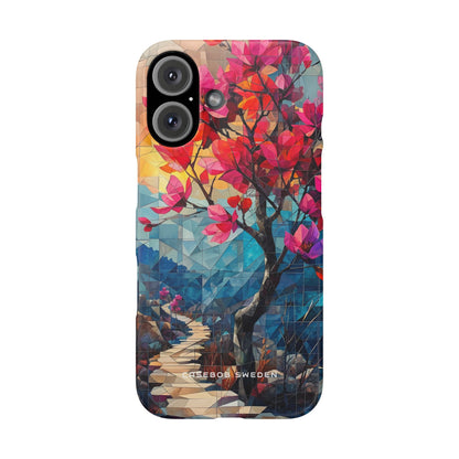 Vibrant Geometric Tree Landscape iPhone 16 - Slim Phone Case