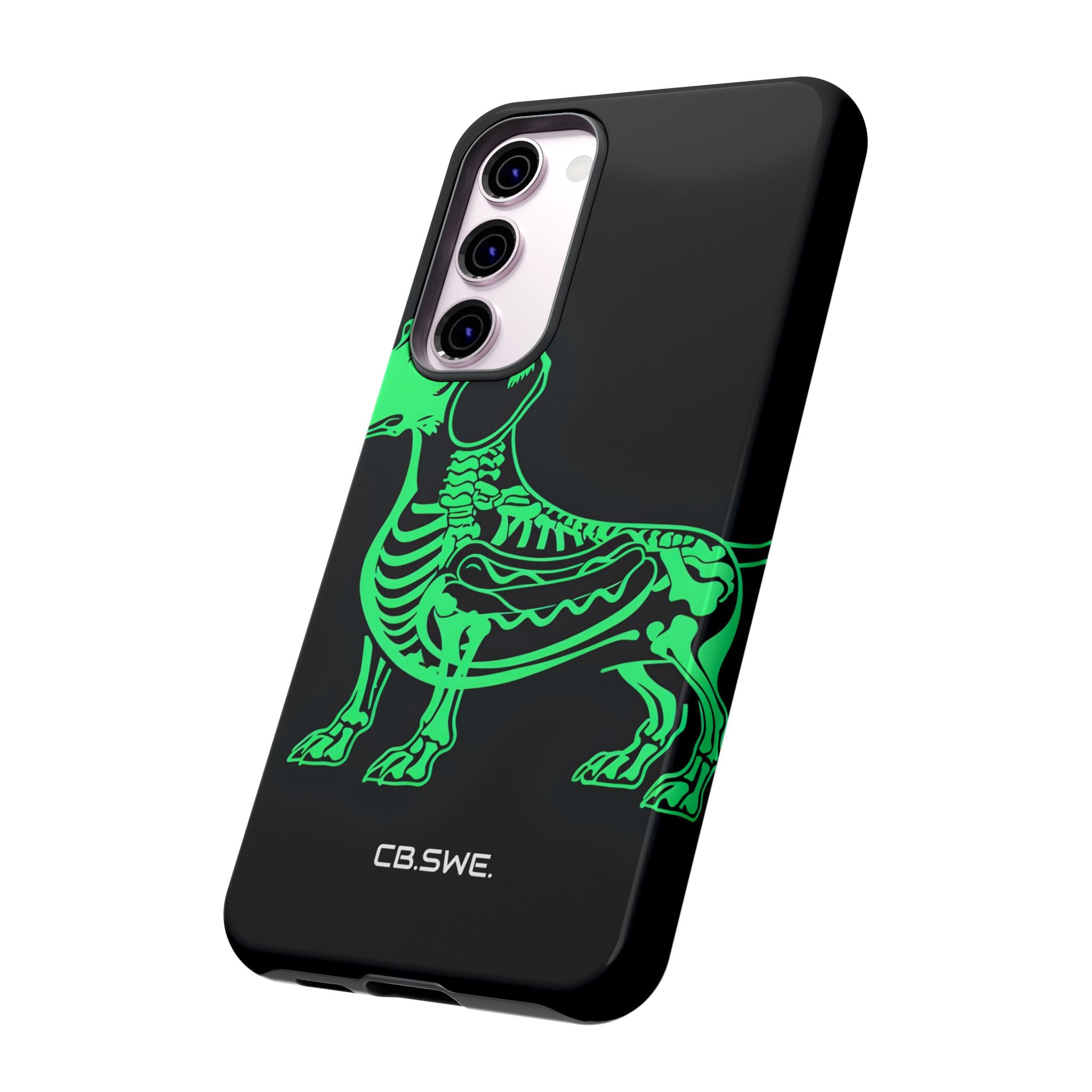 Neon Green Dachshund X-Ray Illustration Hotdog Phone Cover Samsung S23 - Tough