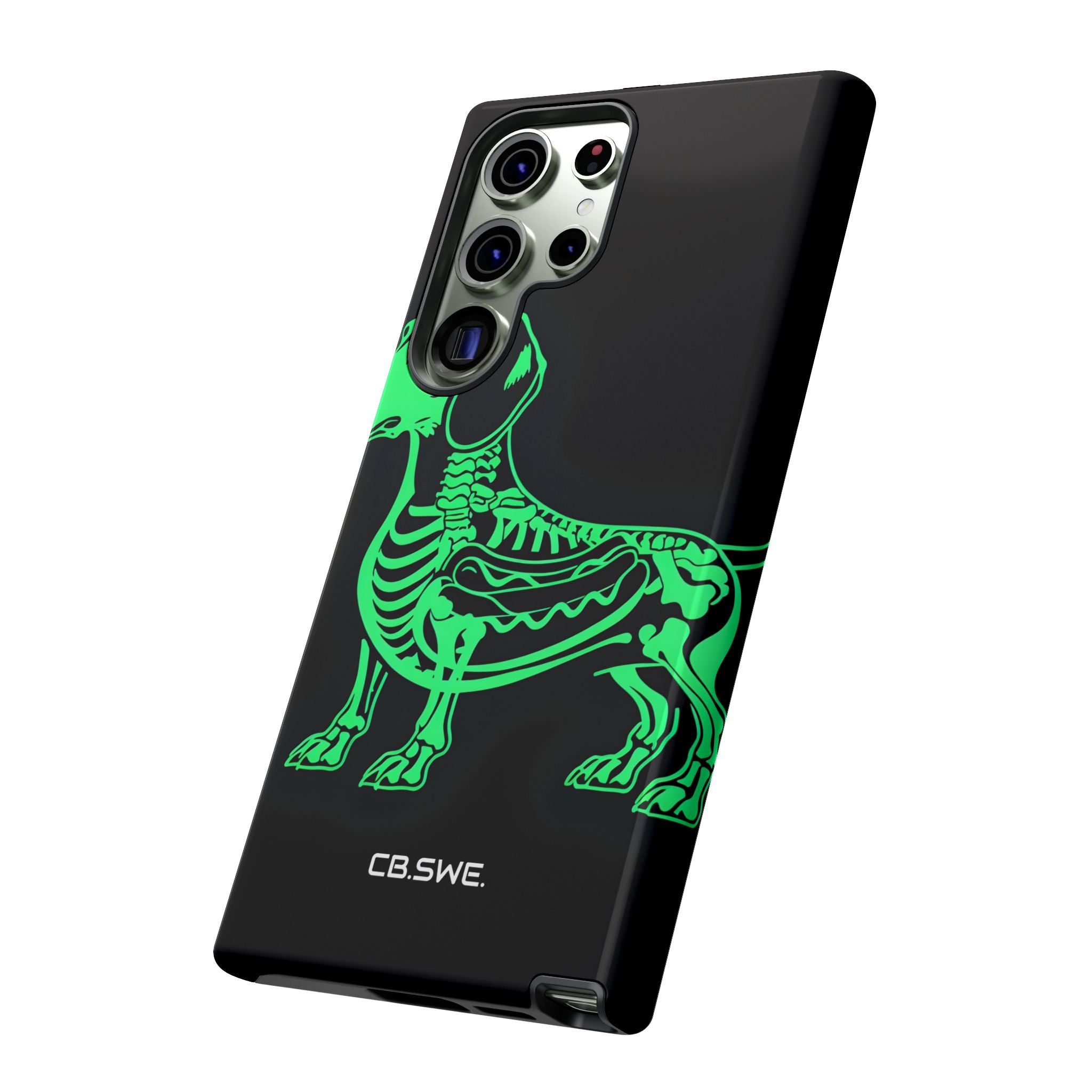 Neon Green Dachshund X-Ray Illustration Hotdog Phone Cover Samsung S23 - Tough