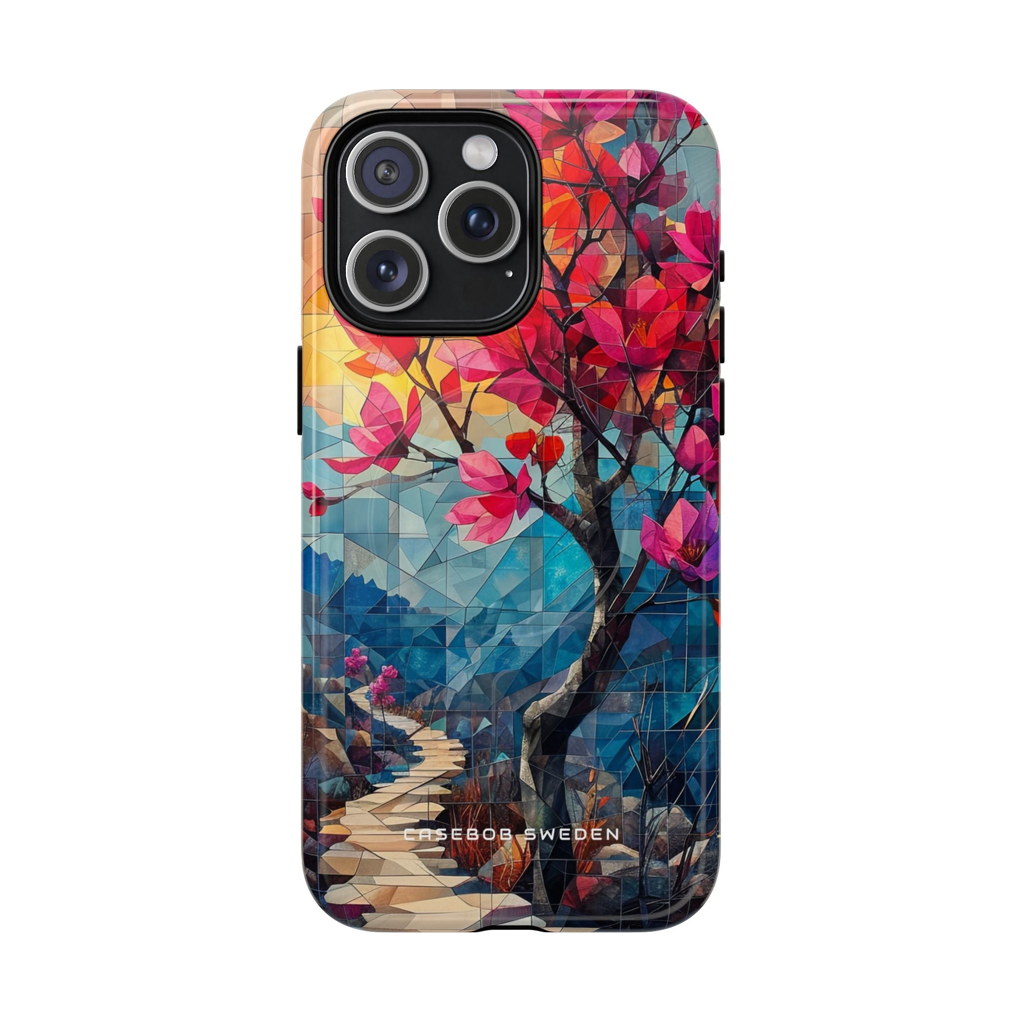 Vibrant Geometric Tree Landscape iPhone 15 | Tough+ Phone Case