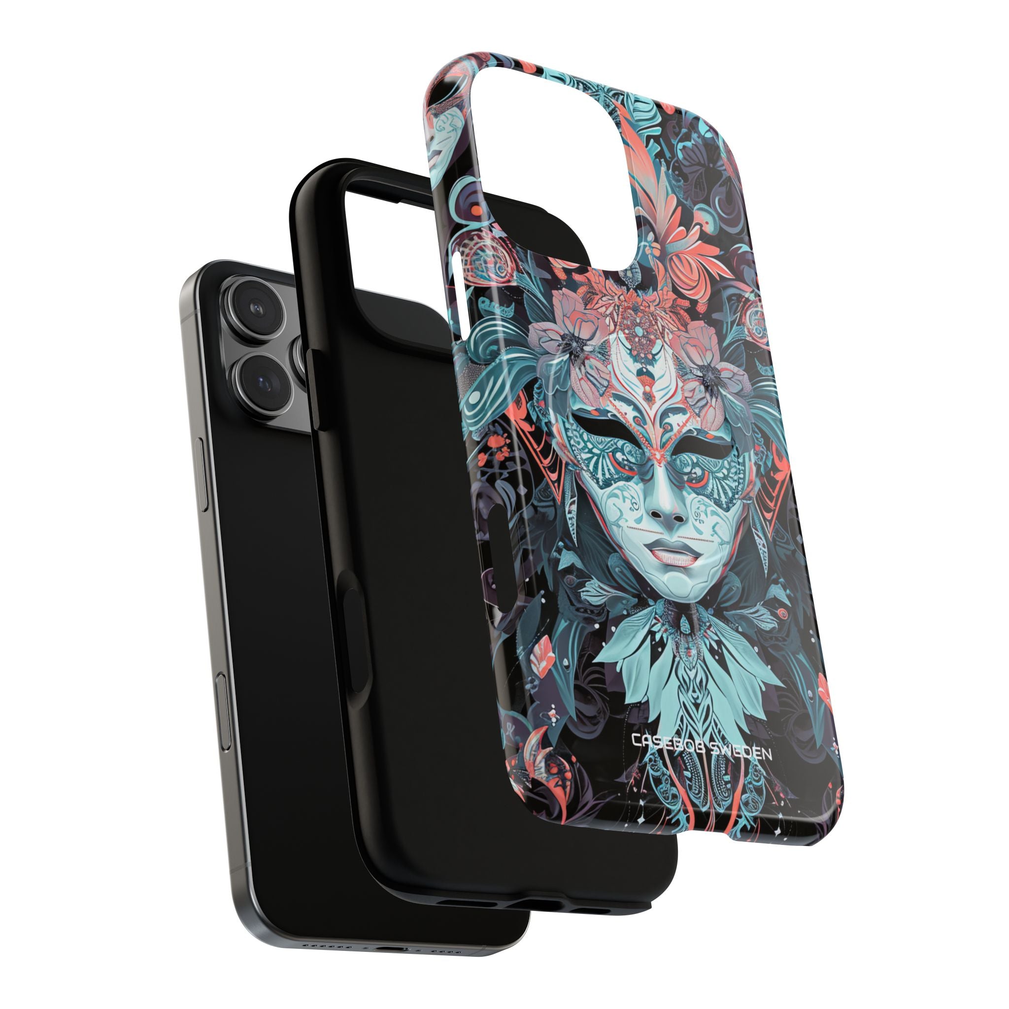 Mystic Teal Coral Mask - Tough + MagSafe® iPhone 16 Phone Case