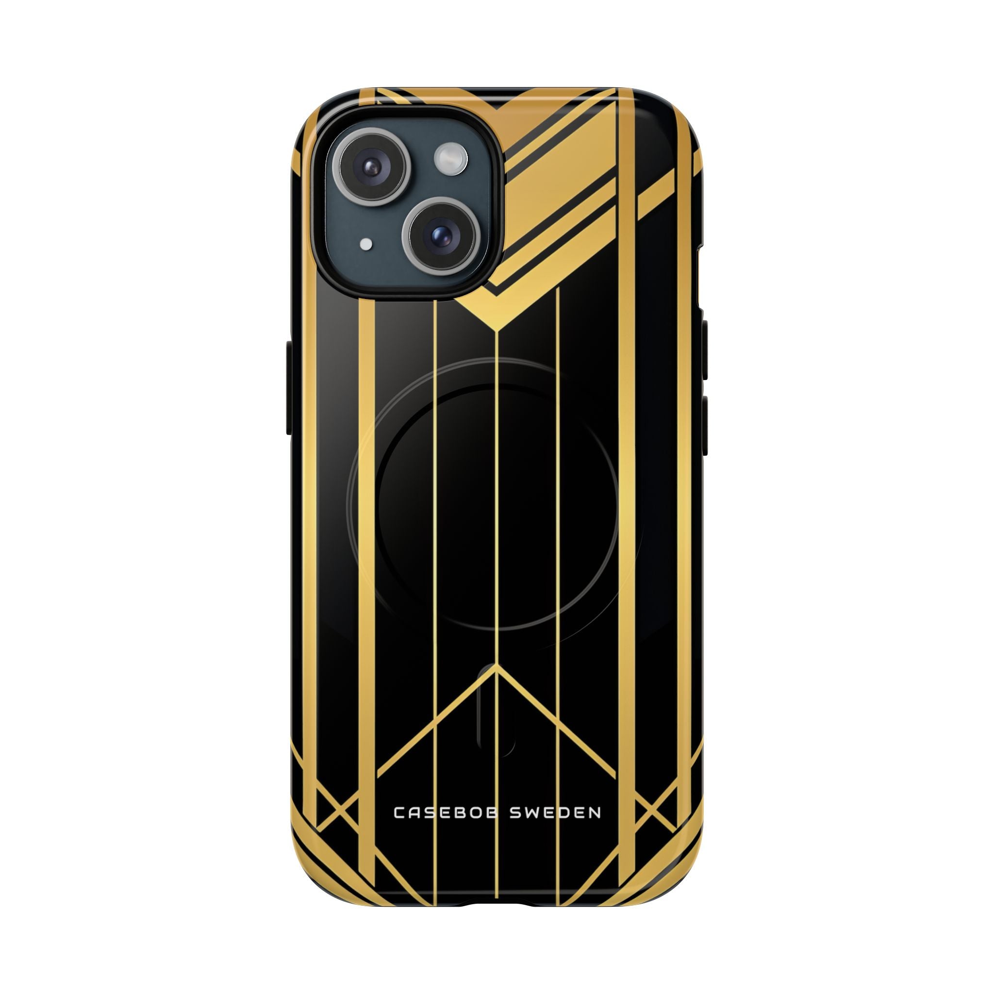 "Goldene Art Deco Symmetrie in geometrischer Eleganz" iPhone 15 Tough+ Handyhülle