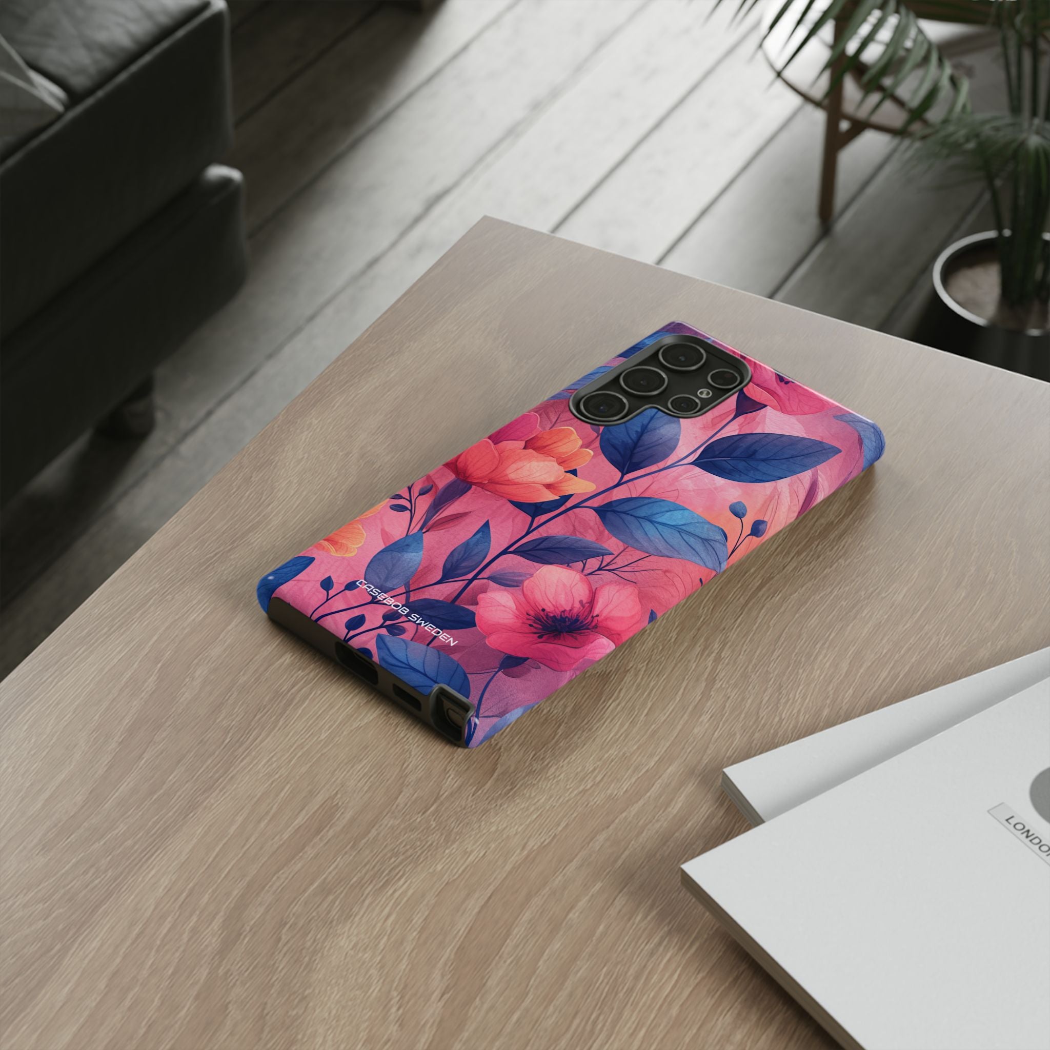 Pink Blue Floral - Tough Samsung S22 Phone Case