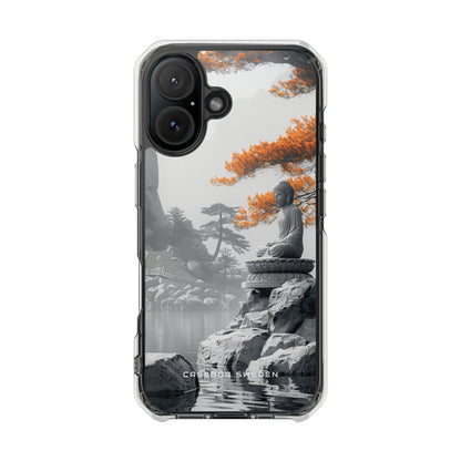 Zen Serenity: Tranquil Landscape with Buddha and Pagoda iPhone 16 - Clear Impact Phone Case