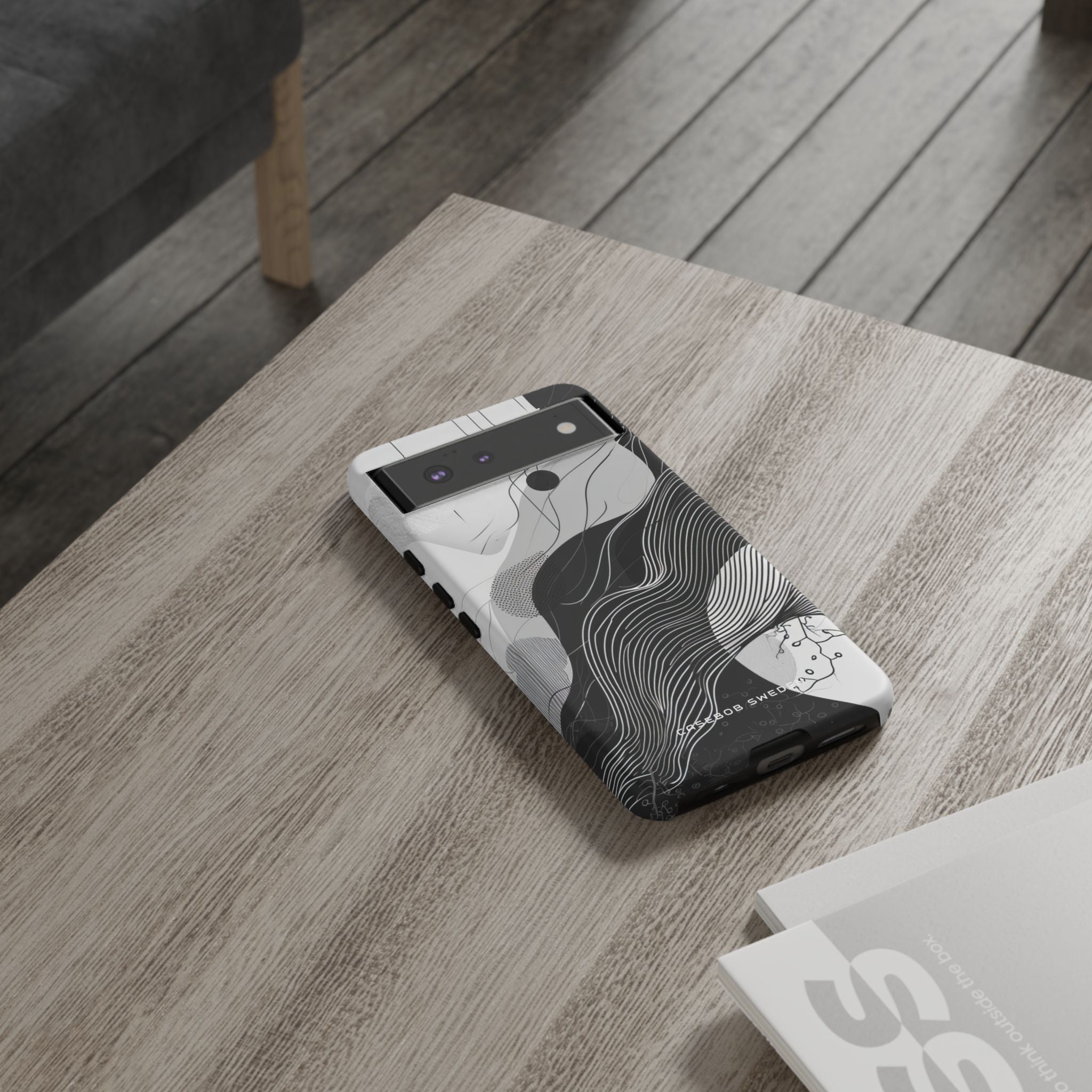 Fluid Rhythms: Monochrome Line Flow Google Pixel 6 - Tough Phone Case