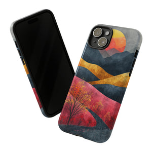 Nature's Geometry: Bright Sunset Mountain - Protective Phone Case