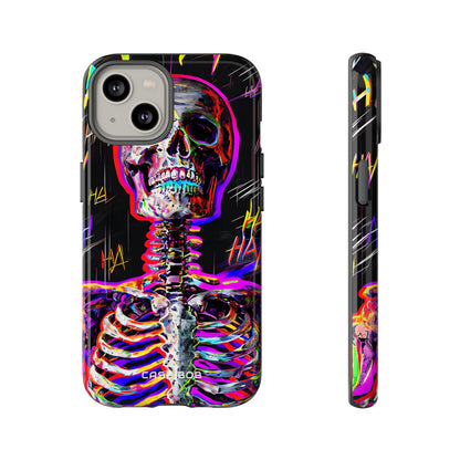 Neon Skeleton Laugh iPhone 14 Case - Tough