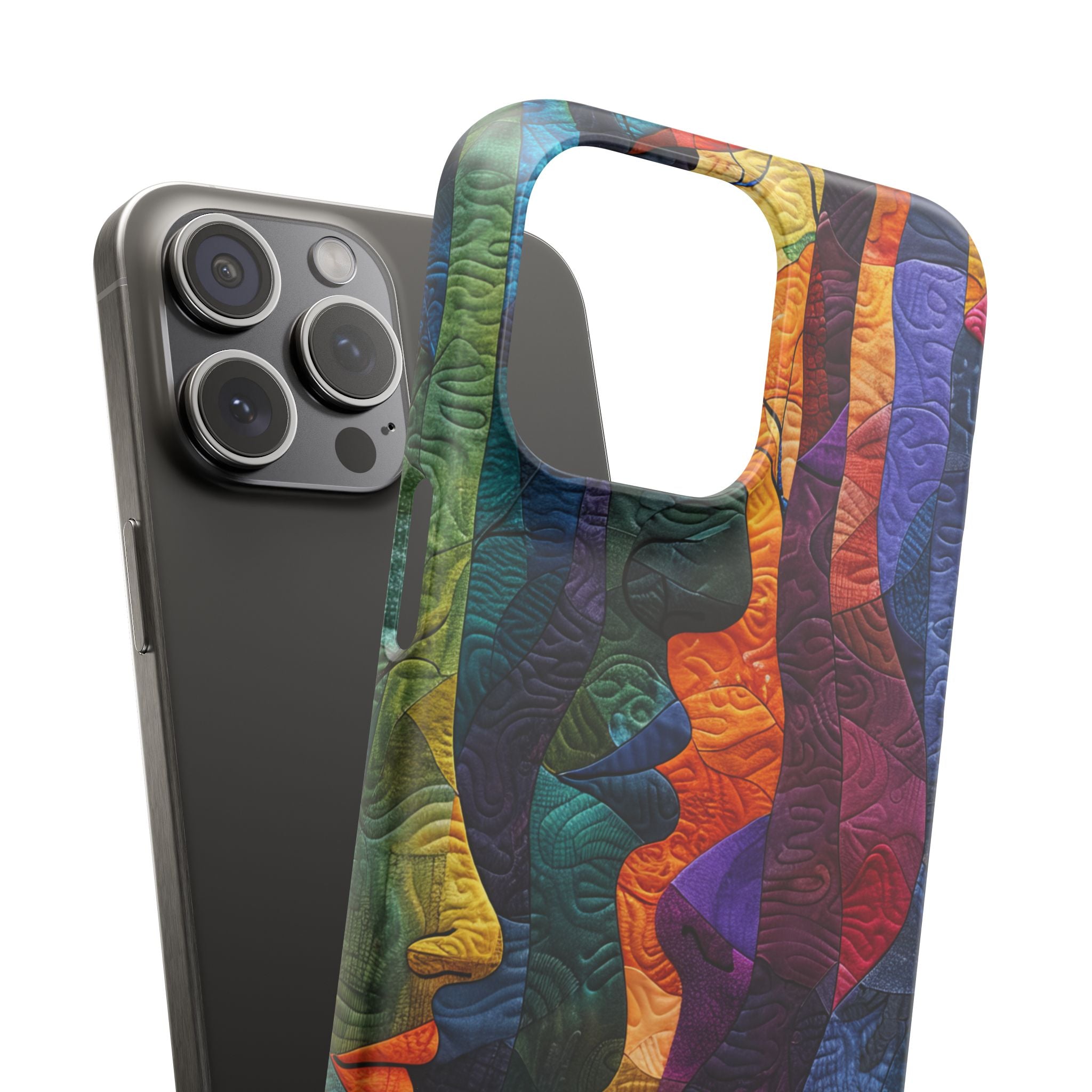 Harmonized Faces and Nature Fusion iPhone 15 - Slim Phone Case