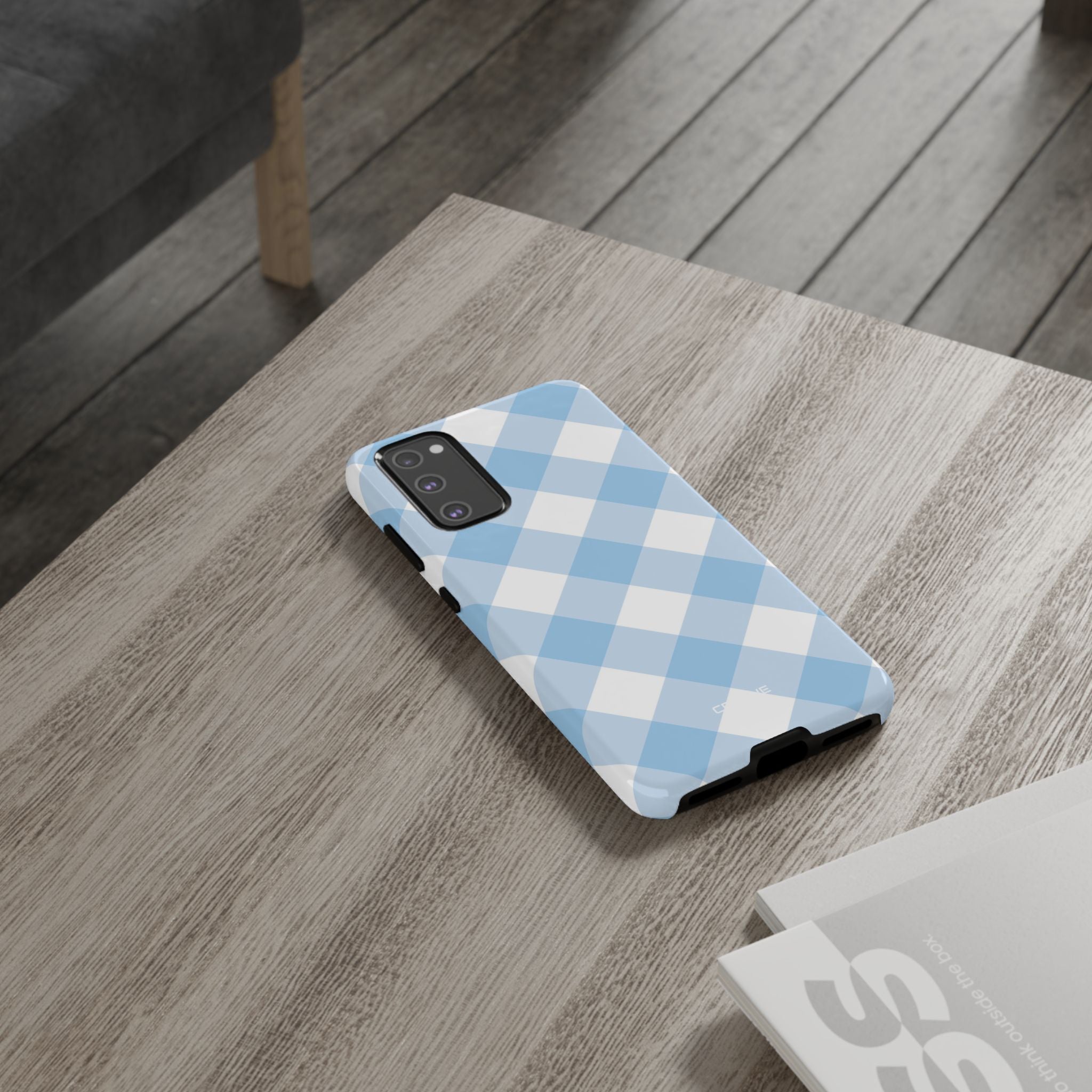 Soft Blue Gingham Elegance - Samsung Case