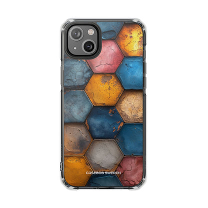 Rustic Geometric Tiles - Clear Impact iPhone 14 Phone Case