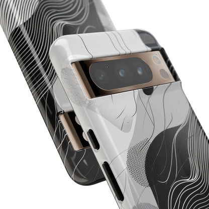 Fluid Rhythms: Monochrome Line Flow Google Pixel 8 - Tough Phone Case