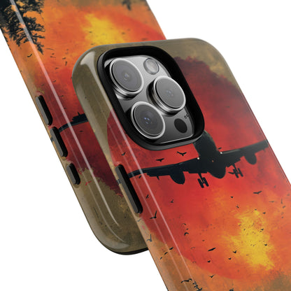 Vintage Sunset Airplane Silhouette iPhone 16 - Tough Phone Case