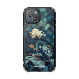 Teal Rosebud Serenade – Handyhülle für iPhone (Clear Impact – Magnetisch)